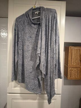 Studio B Soft Draped Open Cardigan in Light Blue print size medium 4:22